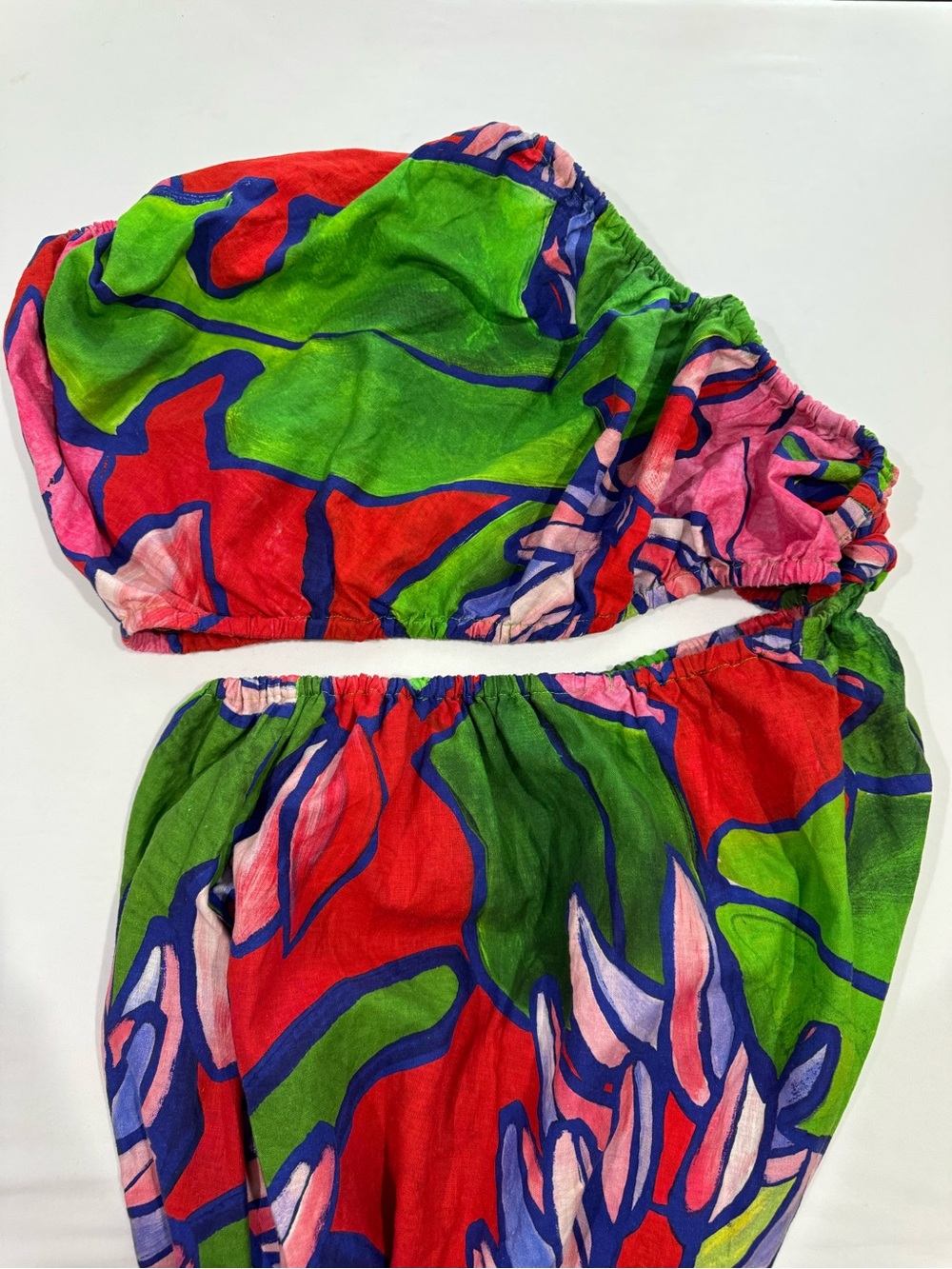 Farm Rio One Shoulder Open Waist Tropical Bunch Midi Dress Linen Blend Size M - Picture 6 of 13